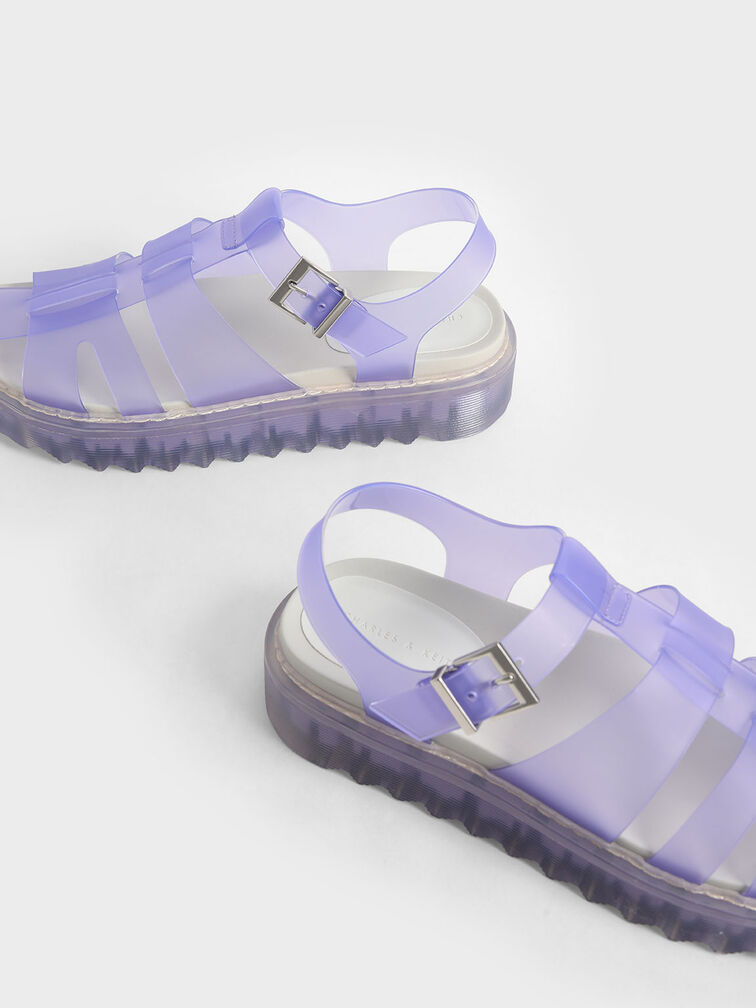 Translucent Caged Sandals, Purple, hi-res