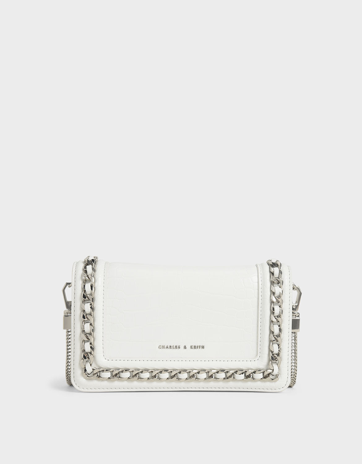 white croc clutch bag