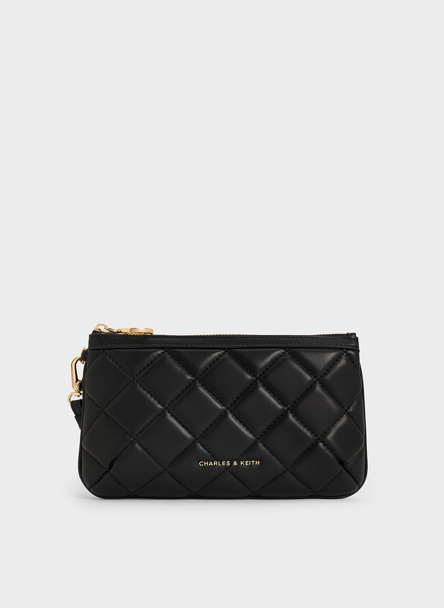 Cressida Quilted Wristlet, Black, hi-res