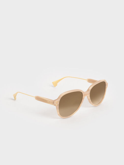 Acetate Aviator Sunglasses, Taupe, hi-res