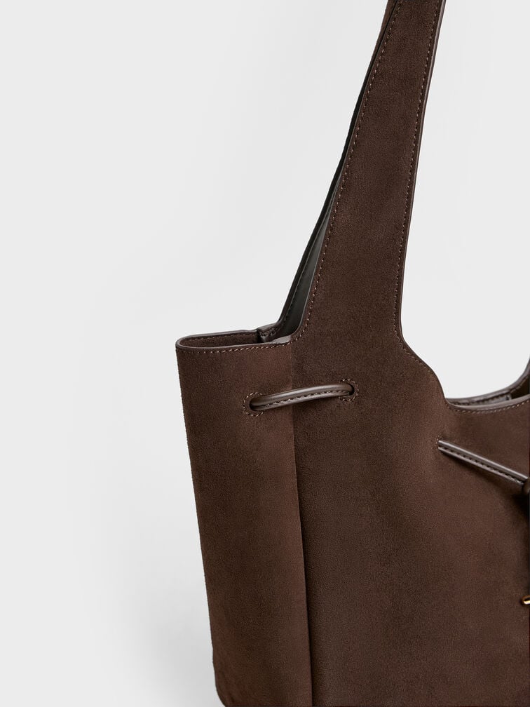 Mila 麂皮扭結托特包, 濃縮咖啡棕, hi-res