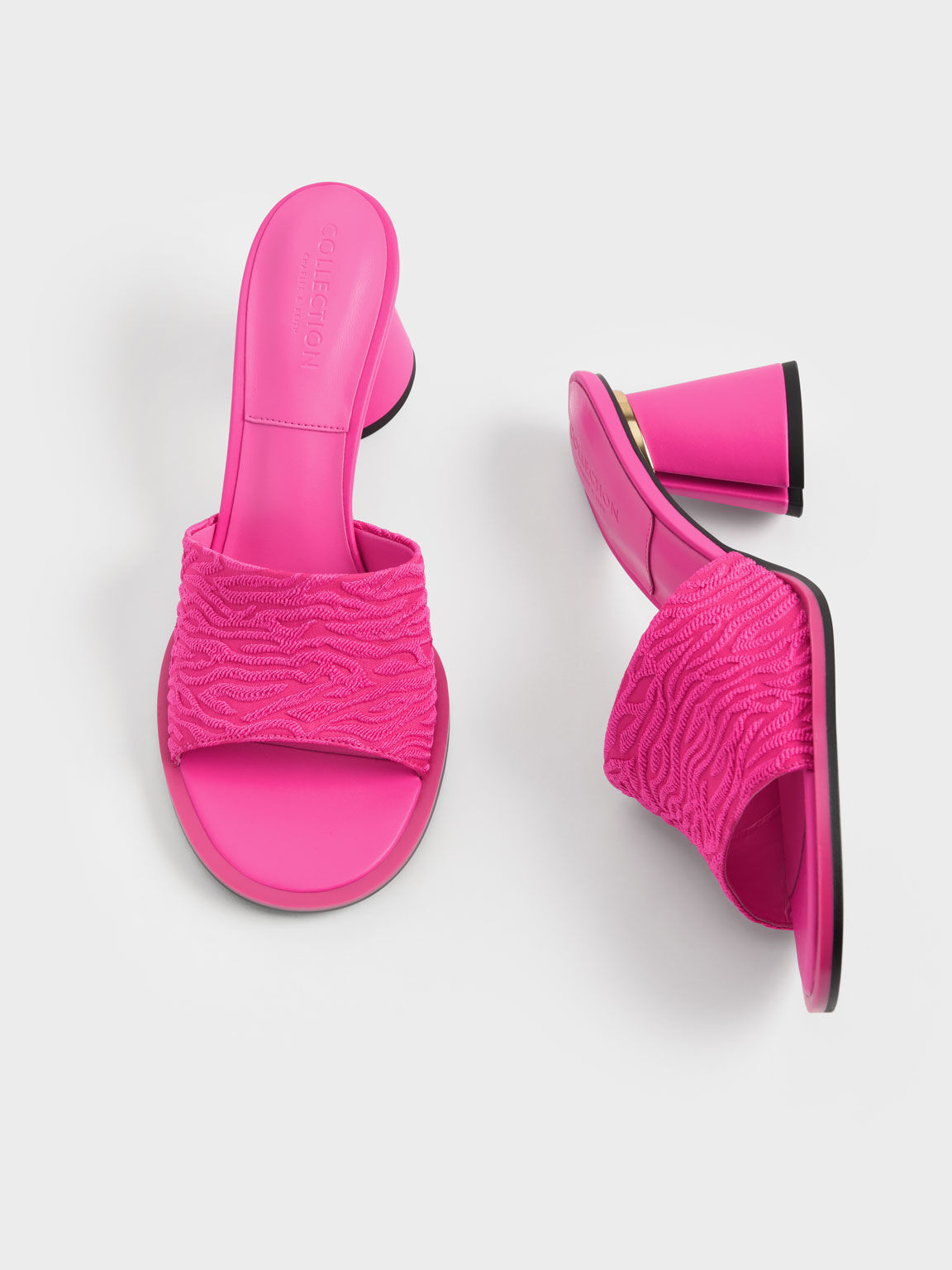 緹花穆勒高跟鞋, 粉紅色, hi-res