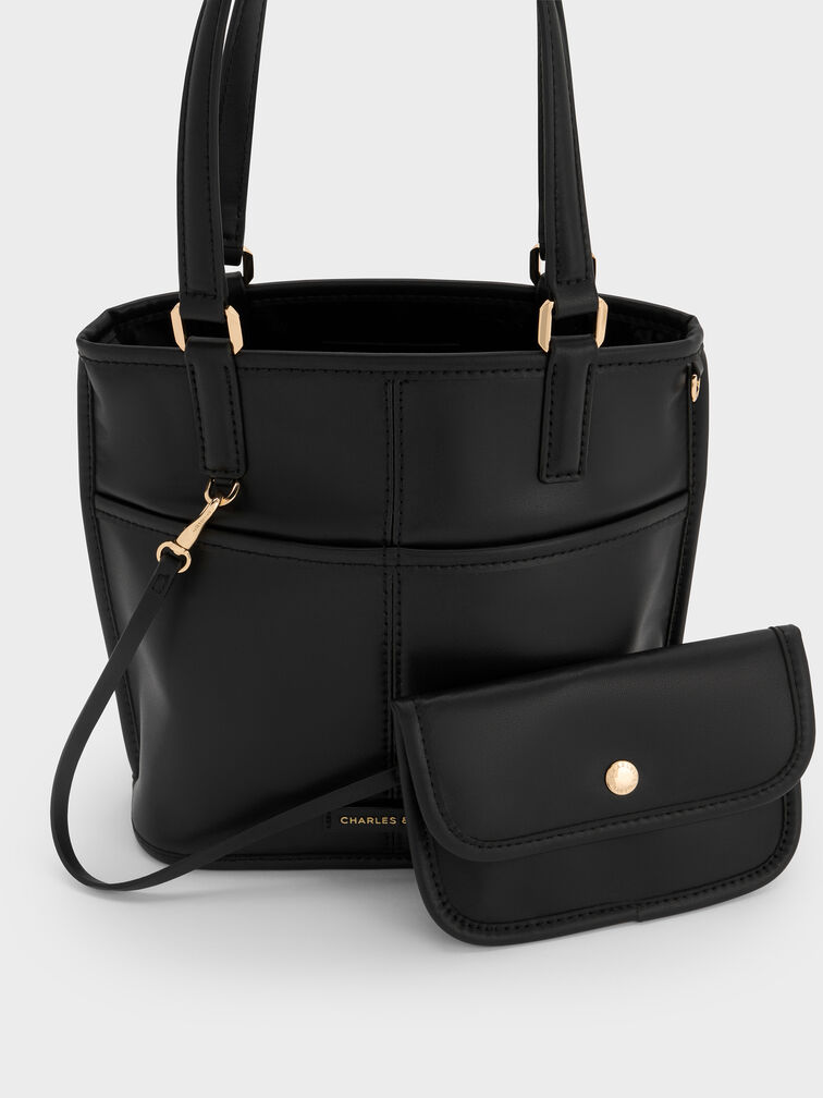 Addison Knotted-Rope Double-Handle Tote Bag, Black, hi-res