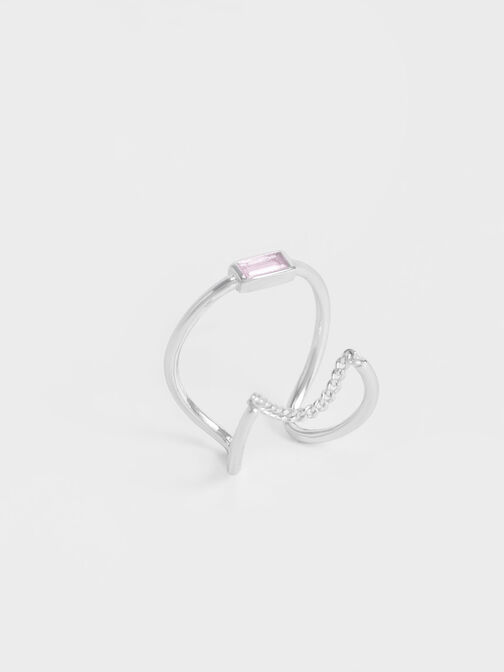 Crystal-Embellished Sculptural Ring, Lilac, hi-res
