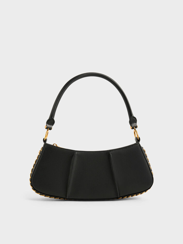 Arlys Curved Shoulder Bag, Black, hi-res