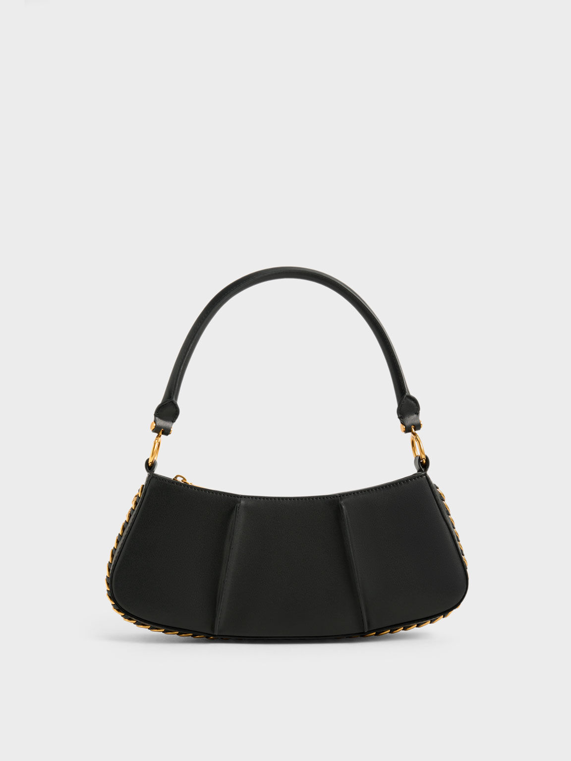 Arlys Curved Shoulder Bag, Black, hi-res