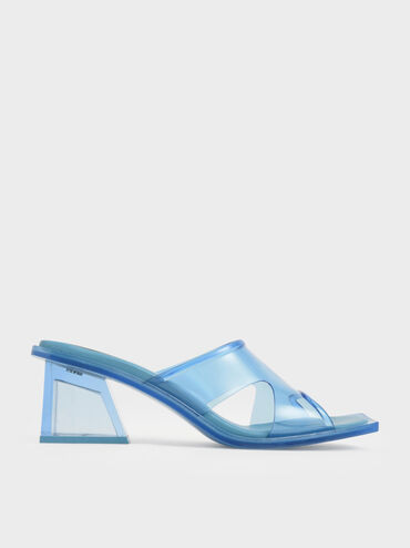 Acrylic Heel Mules, Teal, hi-res