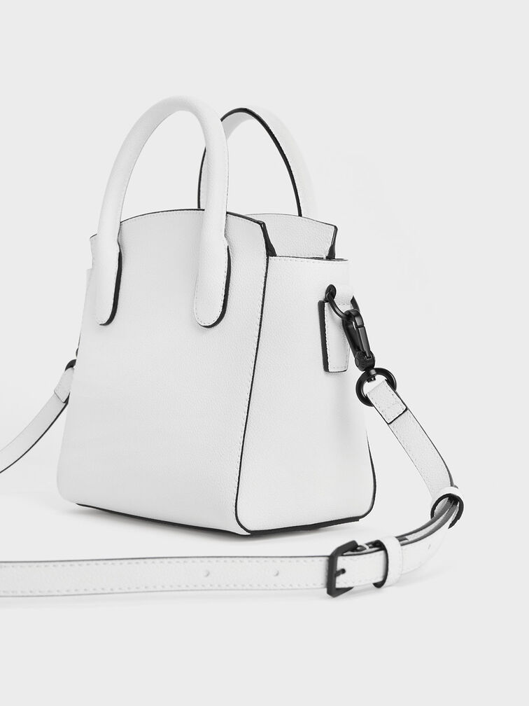 Classic Double Top Handle Bag - White