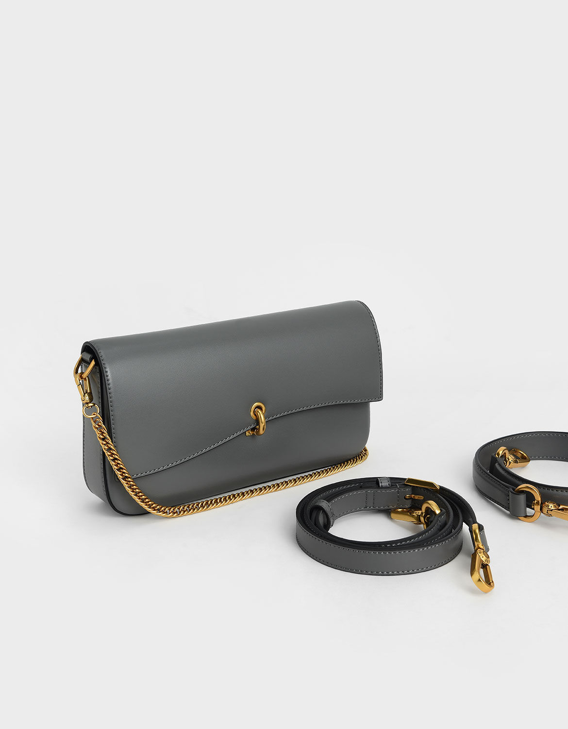 Grey Chain Link Turn Lock Bag CHARLES KEITH International