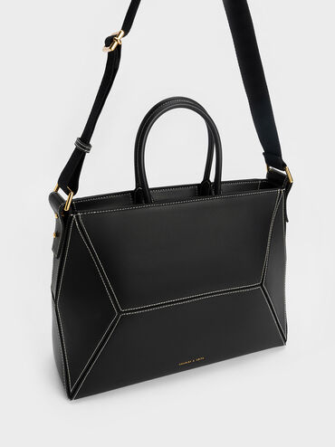 Nasrin Geometric Tote Bag, Black, hi-res