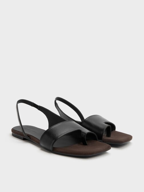 Toe-Ring Slingback Sandals, Black, hi-res