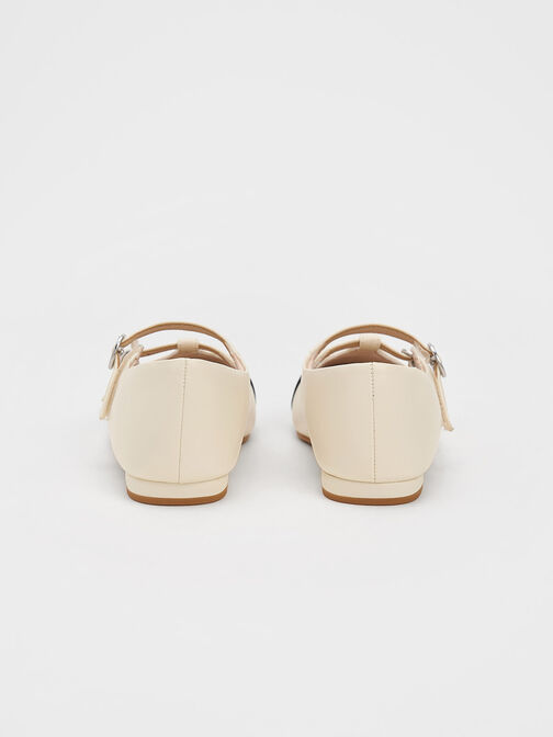 Girls' Double-Strap Two-Tone Mary Janes, Chalk, hi-res