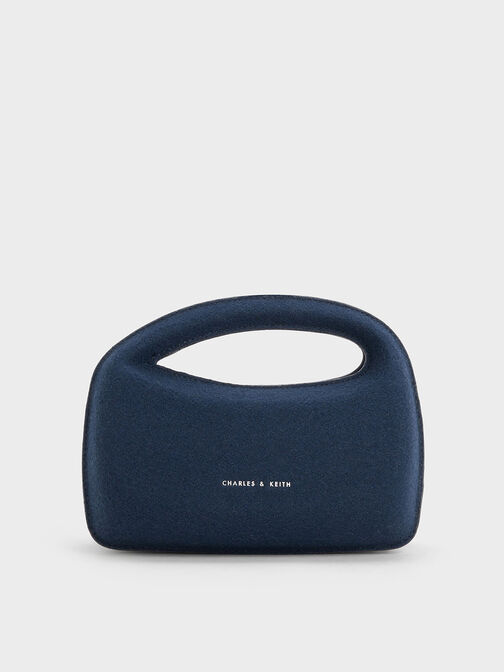 Mini Cocoon Textured Top Handle Bag, Navy, hi-res