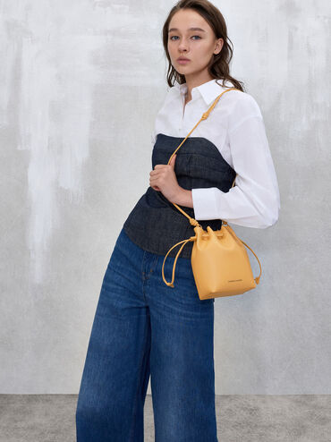 Hanya Drawstring Bucket Bag, Butterscotch Yellow, hi-res