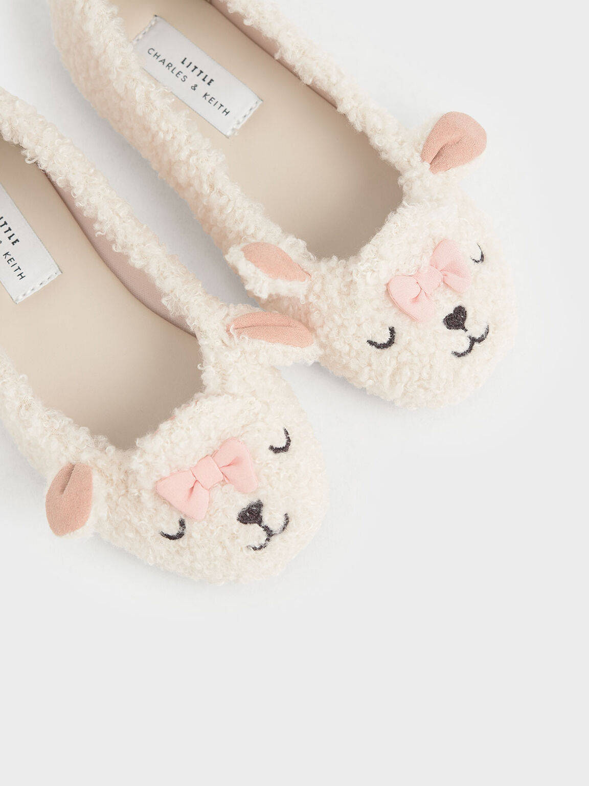 Girls&apos; Nellie The Lamb Furry Ballerina Flats, Beige, hi-res