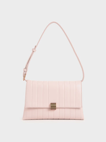 Panelled Crossbody Bag, Light Pink, hi-res