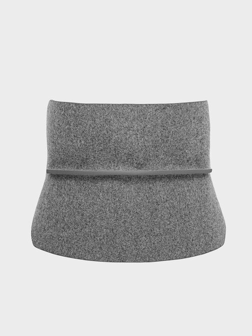 Felt Wide Waist Belt, Grey, hi-res