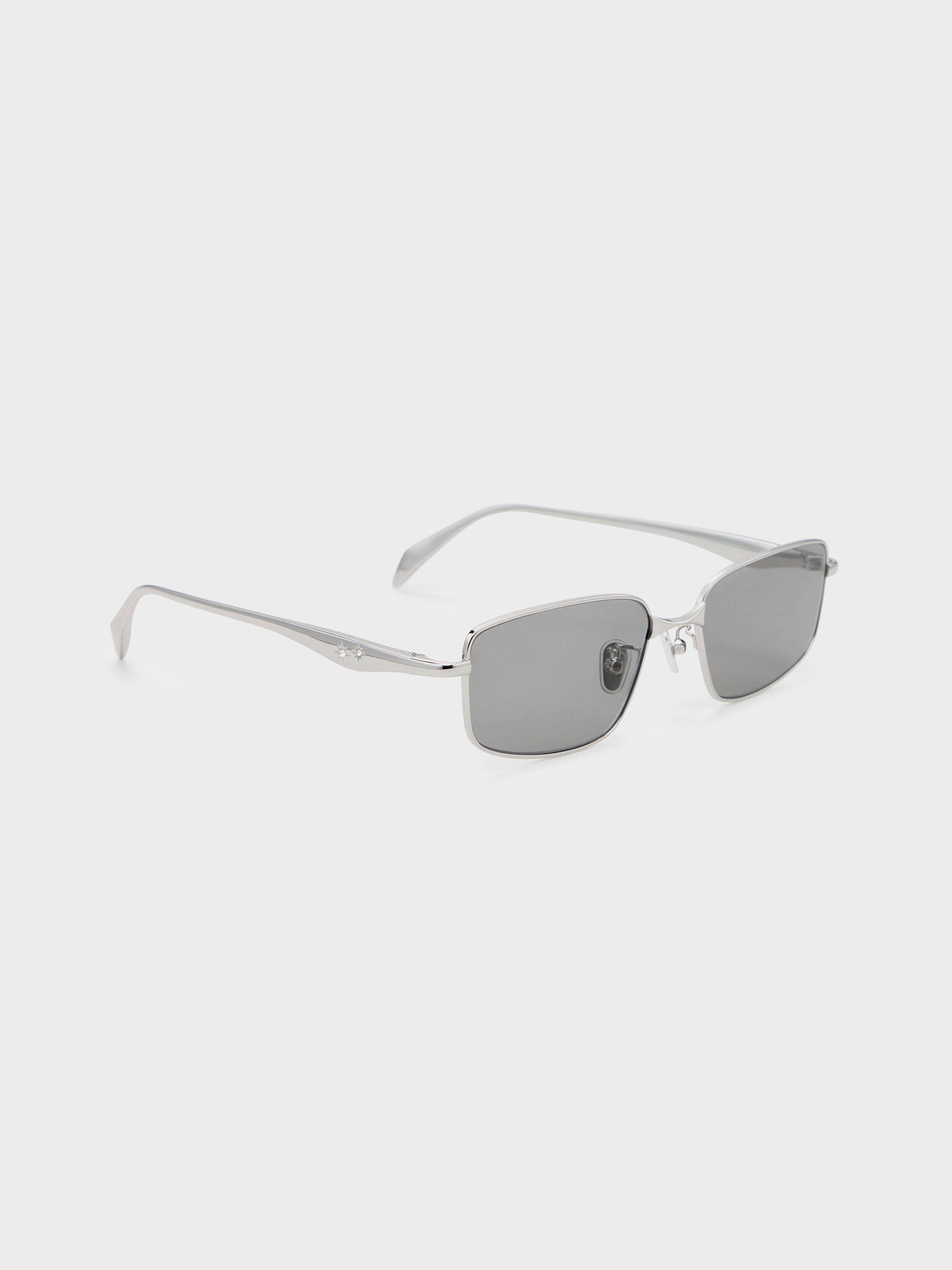 Silver Celestia Rectangular Clear Sunglasses - Silver - CHARLES