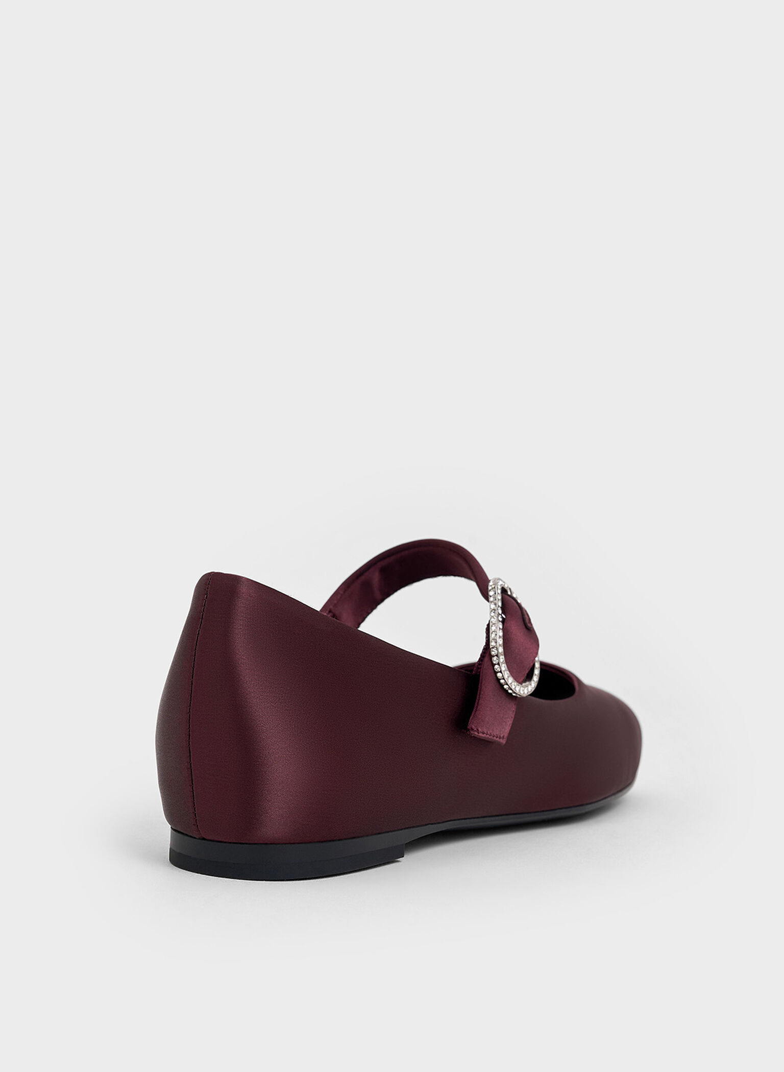Jannie Satin Crystal-Buckle Mary Janes, Burgundy, hi-res