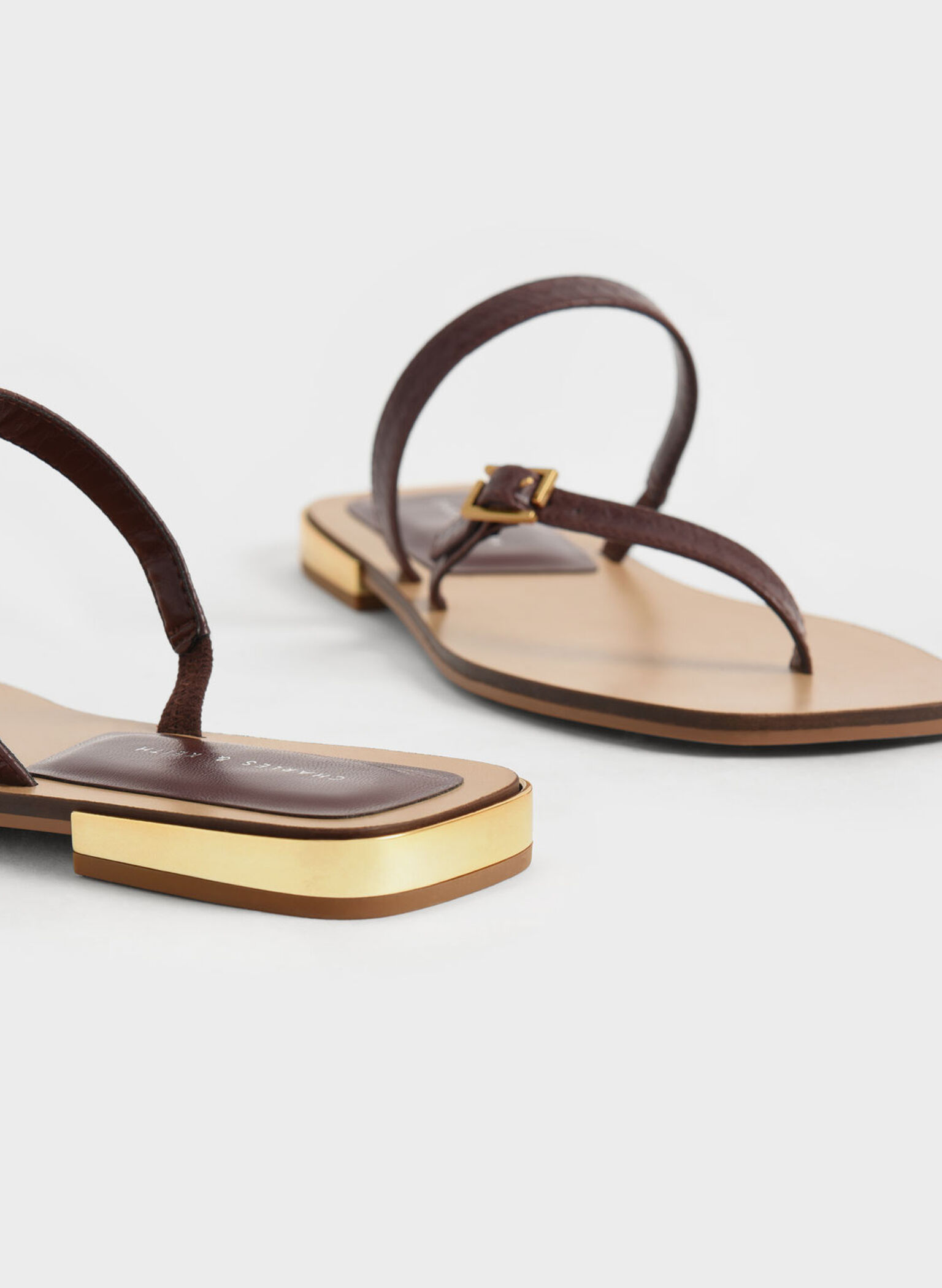 Snake-Print Asymmetric Strap Thong Sandals, Animal Print Brown, hi-res