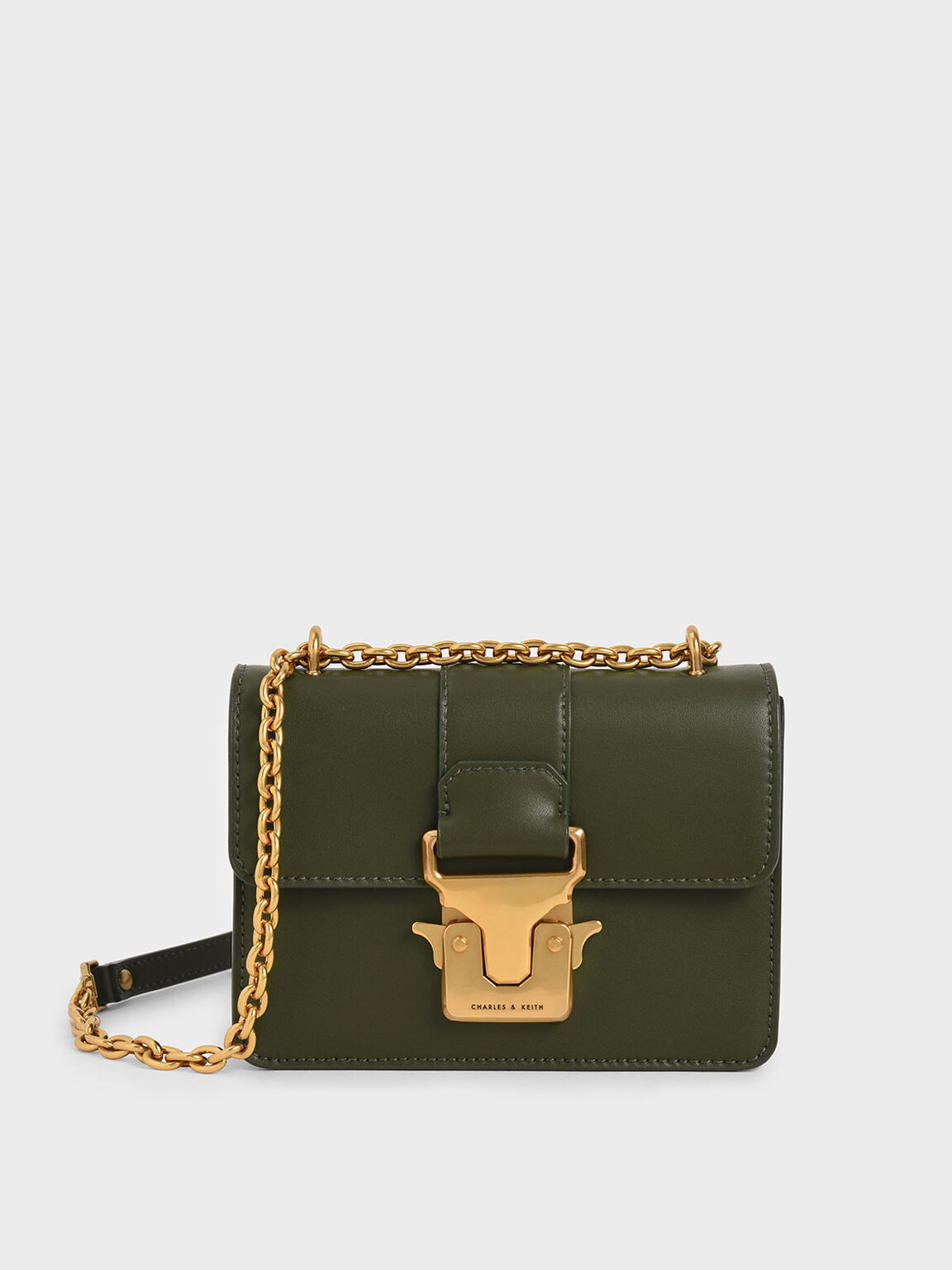 Double Handle Metallic Push-Lock Shoulder Bag, Sage Green, hi-res