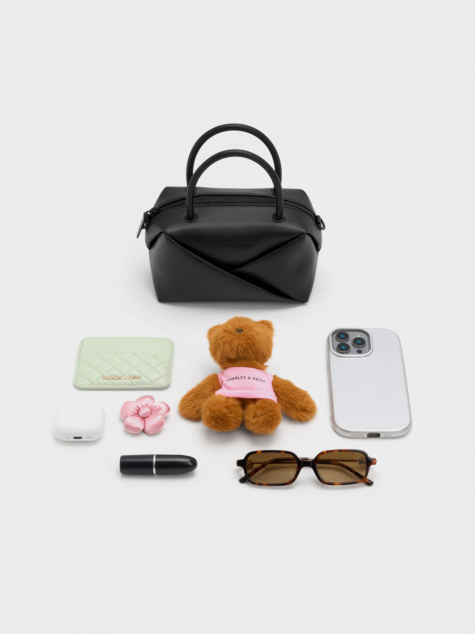 Jet Black Midori Geometric Bowling Bag - Jet Black - CHARLES