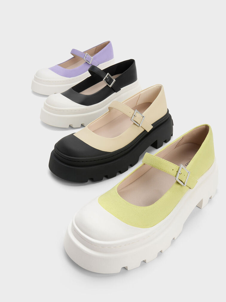 Two-Tone Platform Mary Janes, Chalk, hi-res