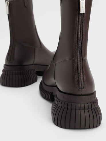 Elise Cowboy Platform Ankle Boots, Dark Brown, hi-res