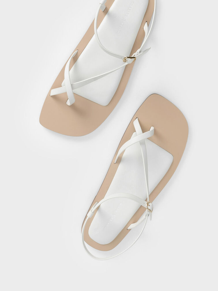 White Asymmetric Toe Ring Sandals - CHARLES & KEITH PH