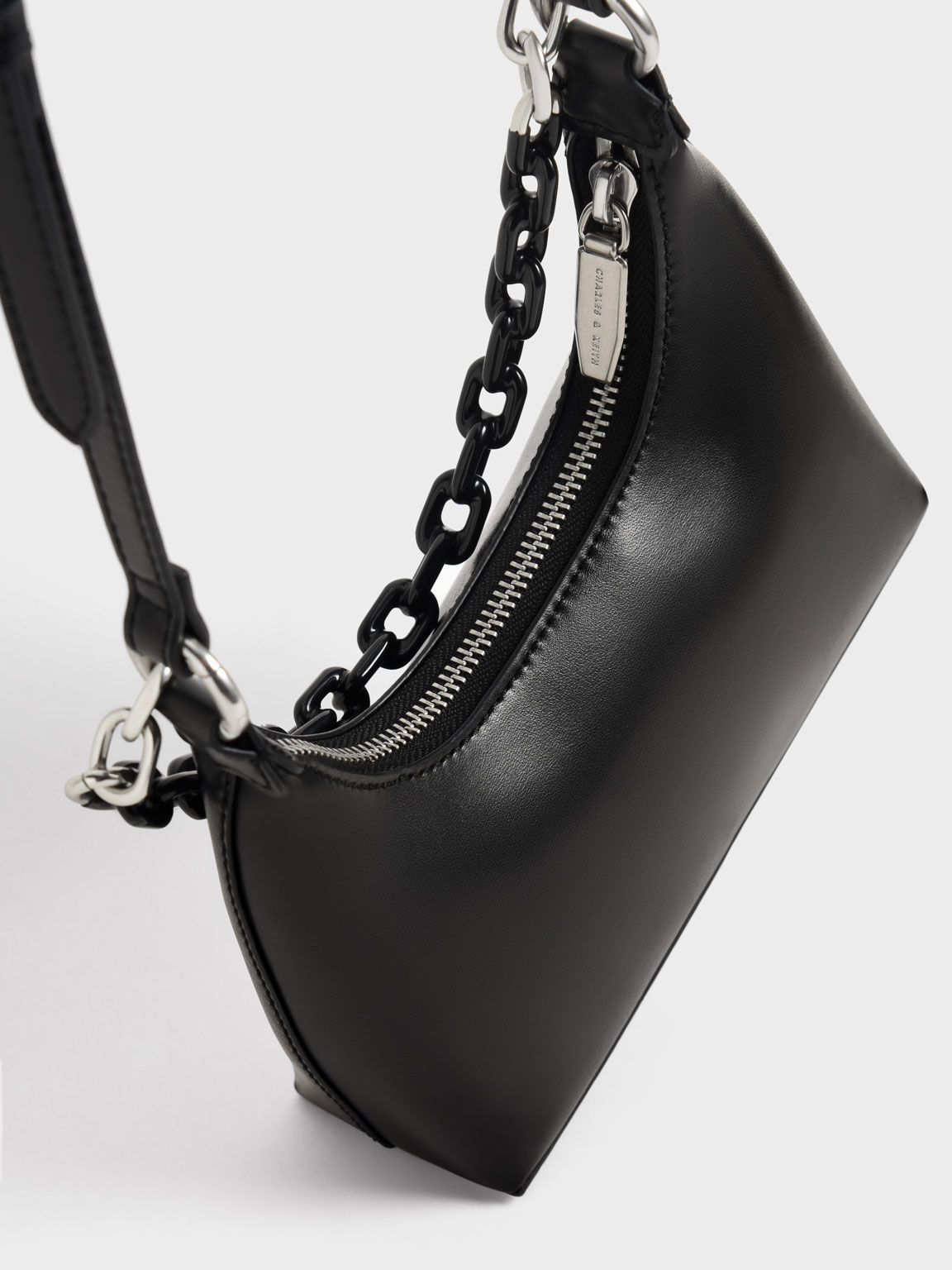 Koi Chain Handle Shoulder Bag, Black, hi-res