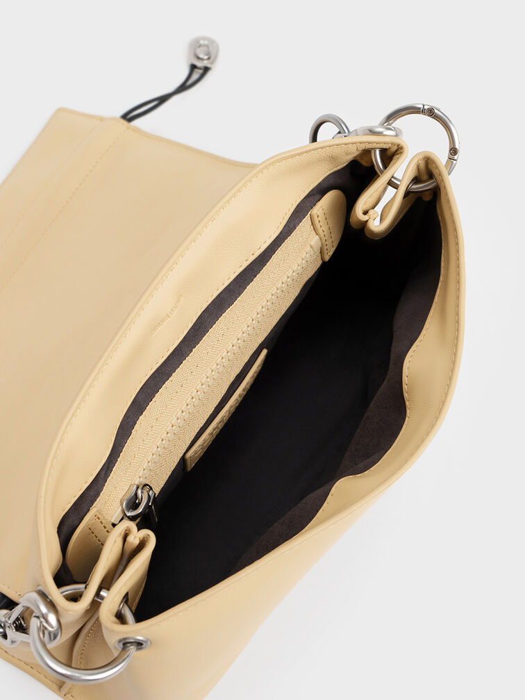 Nina Leather Padded Handle Bag, Beige, hi-res