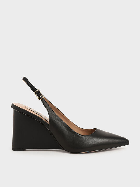 charles and keith black wedges