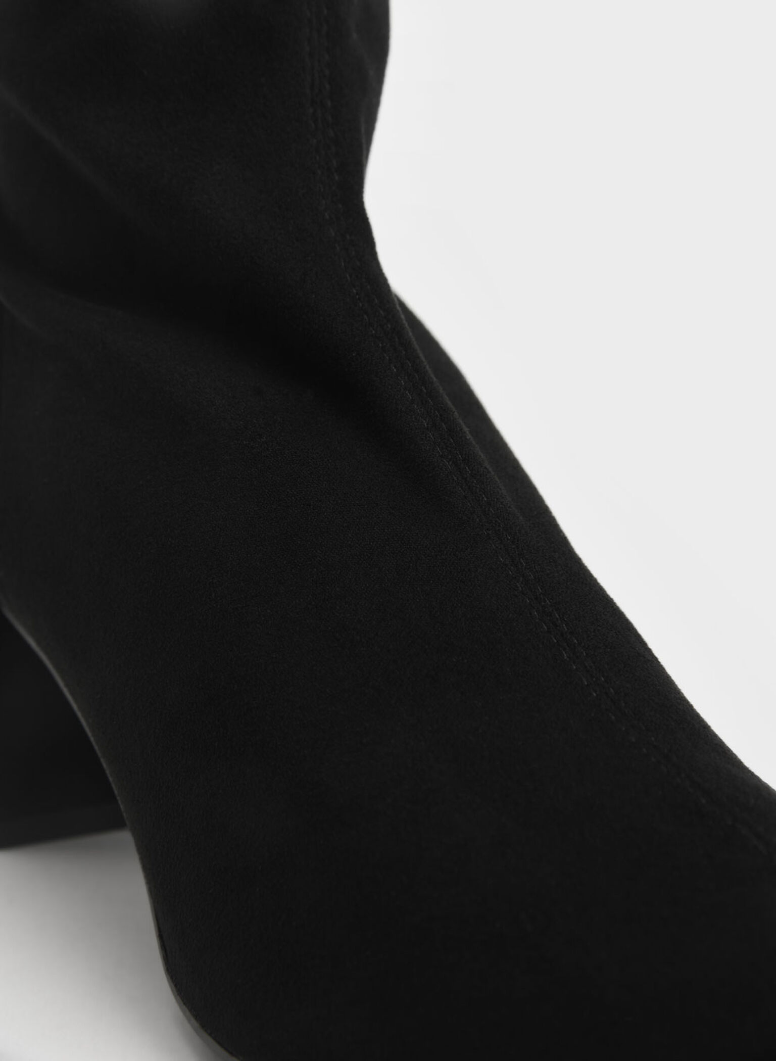 Botas a la rodilla con tacón en bloque texturizado, Negro texturizado, hi-res