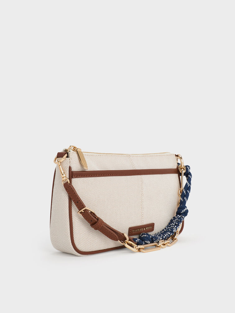 Addison Canvas Knotted-Rope Shoulder Bag, Taupe Canvas, hi-res