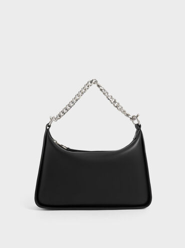 Minta Chain-Link Hobo Bag, Black, hi-res