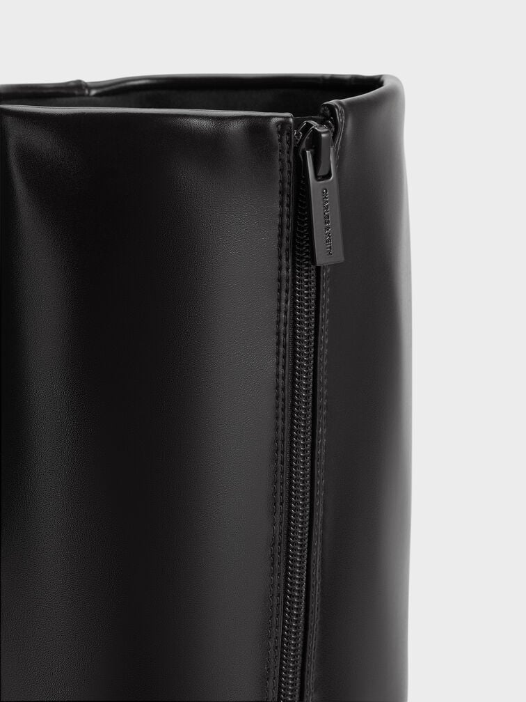 Pointed-Toe Stiletto-Heel Knee-High Boots, Black, hi-res