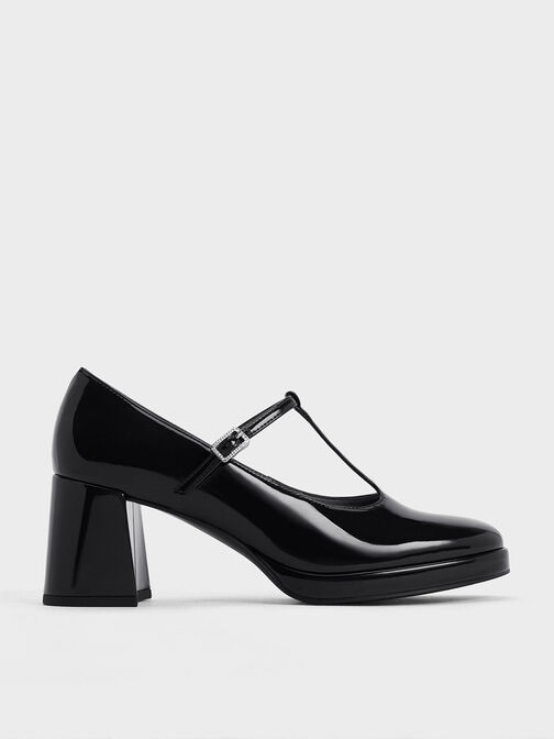 Crystal-Buckle T-Bar Mary Jane Pumps, Black Box, hi-res