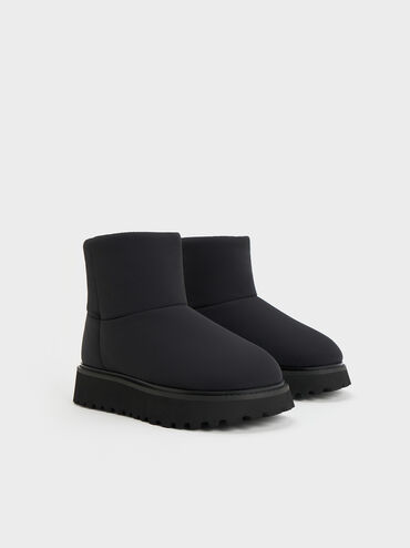 Romilly Puffy Ankle Boots, Black Textured, hi-res