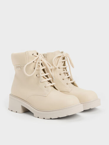 Girls' Ridged-Sole Ankle Boots, Chalk, hi-res