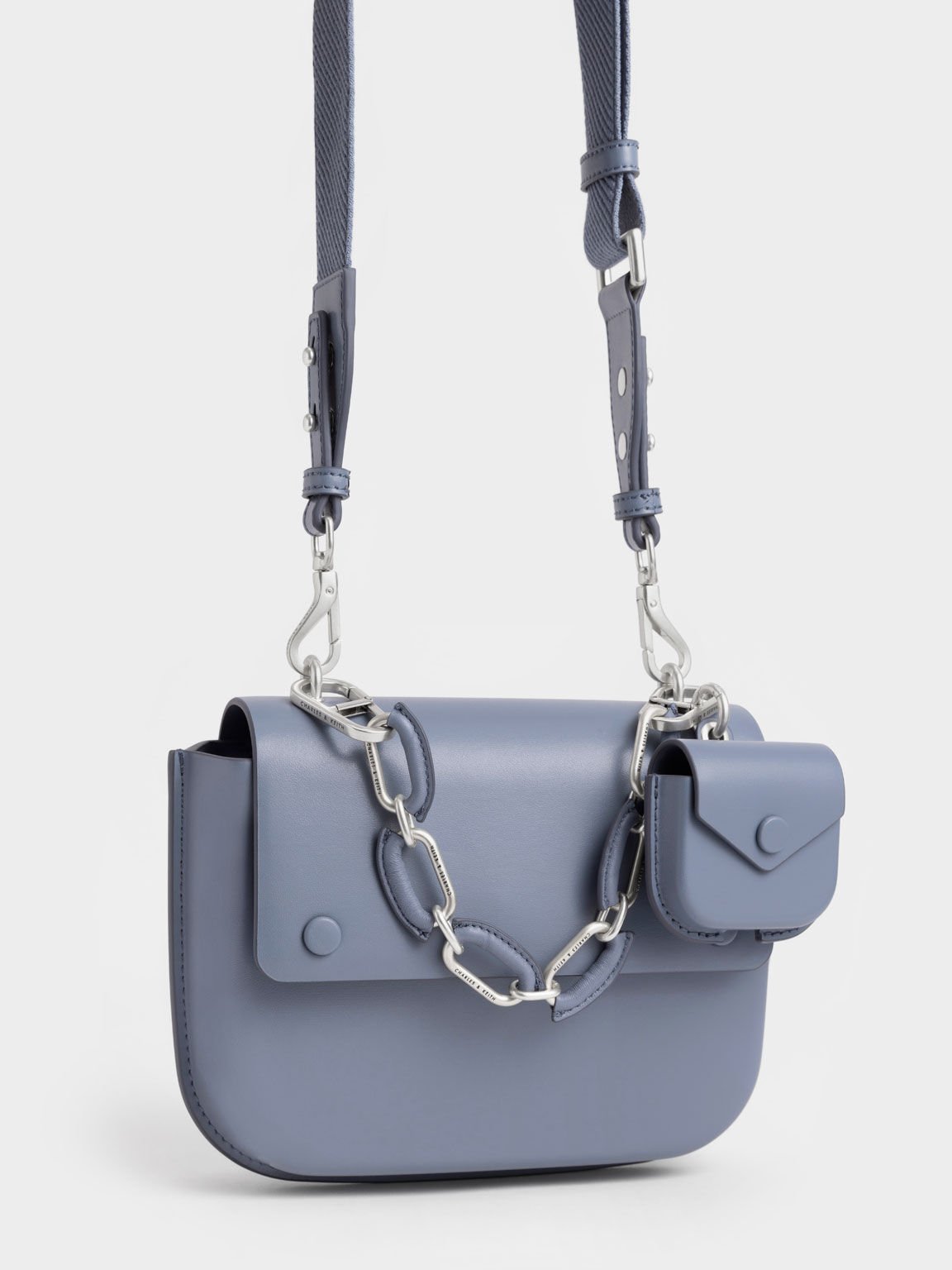 Amber Chain Handle Push-Lock Handbag, Denim Blue, hi-res