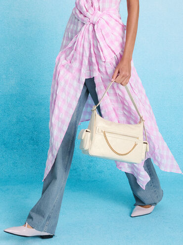 Duo Quilted Shoulder Bag, Cream, hi-res