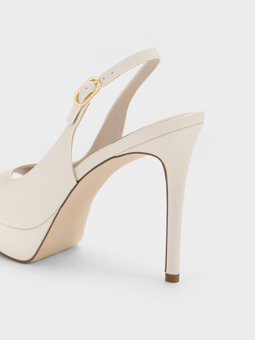 Patent Platform Slingback Sandals, Chalk, hi-res
