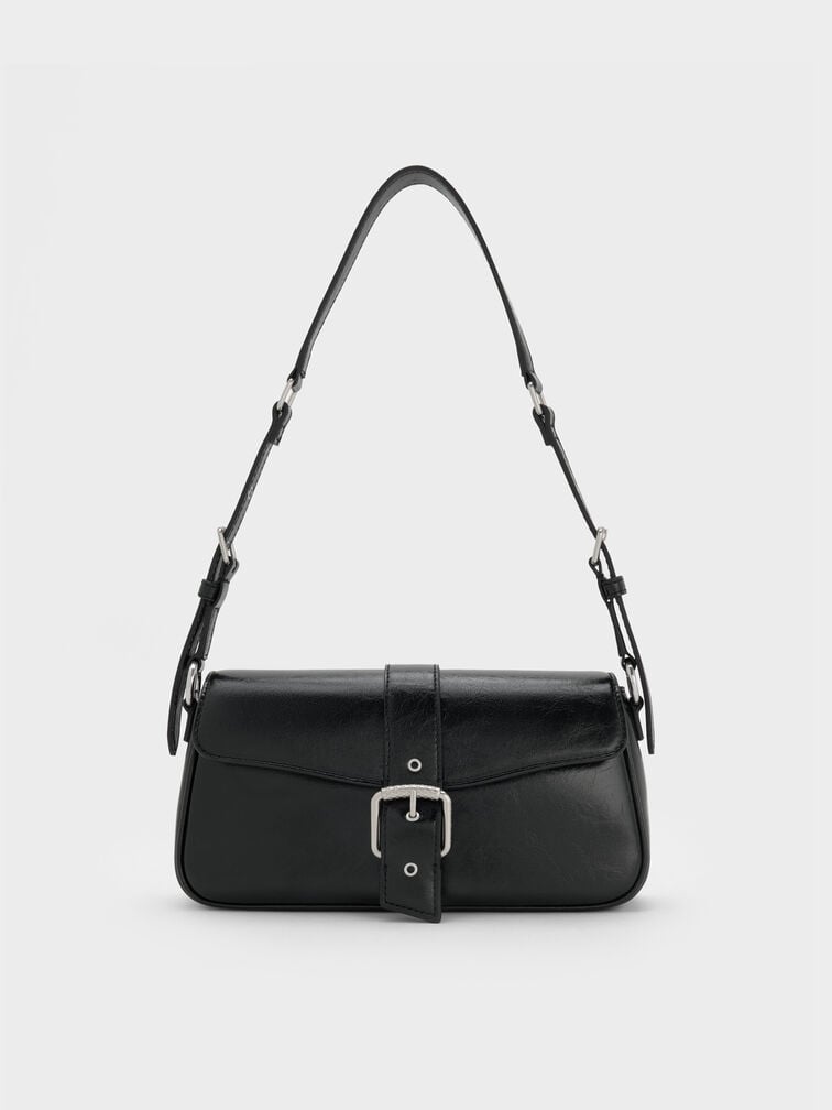 Blaise Belted Shoulder Bag, Noir, hi-res