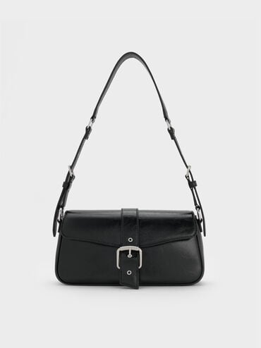 Blaise Belted Shoulder Bag, Noir, hi-res