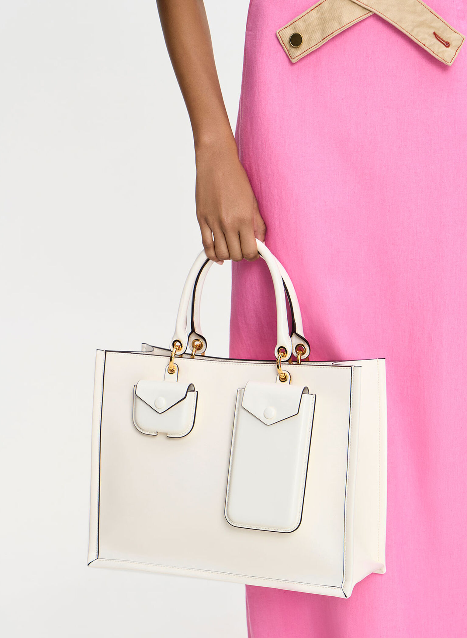 White Amber Multi-Pouch Tote Bag - CHARLES & KEITH SG