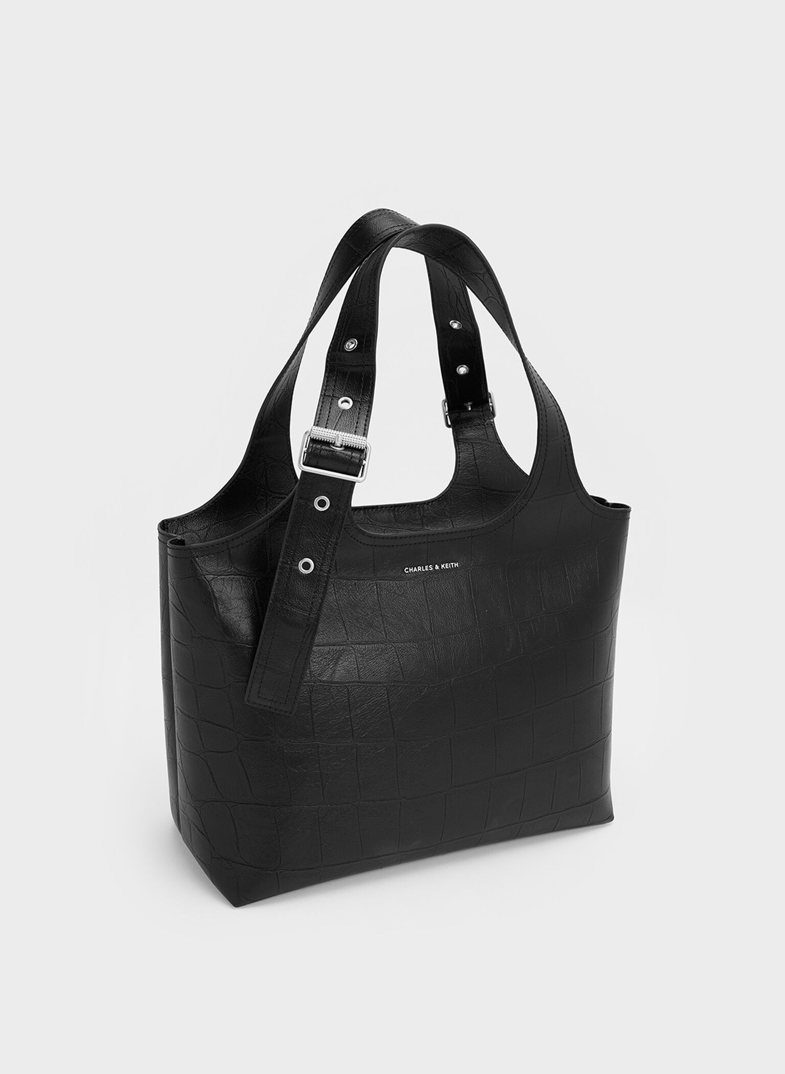 Bolso tote Liv efecto cocodrilo, Noir, hi-res