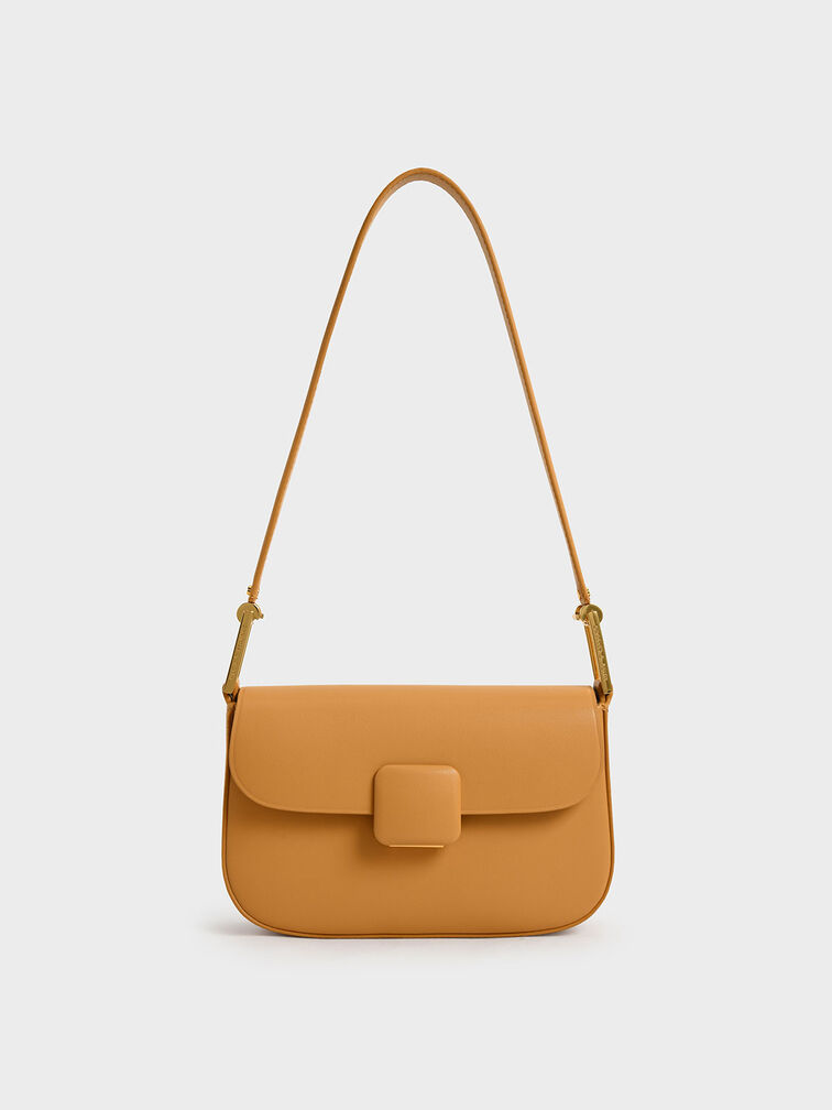 Orange Koa Square Push-Lock Shoulder Bag - CHARLES & KEITH US
