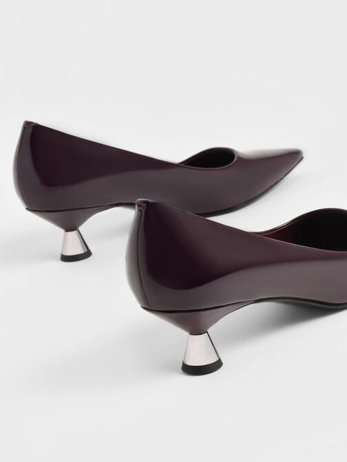 Patent Spool Heel Pumps, Maroon, hi-res