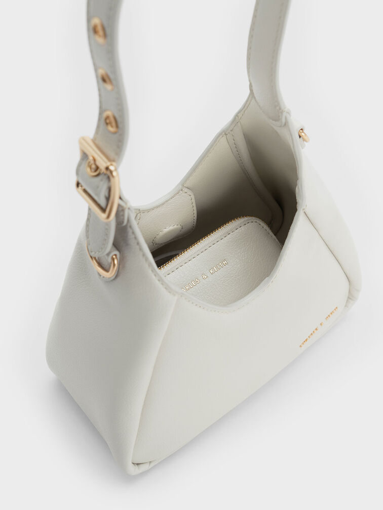 White Mini Buzz Hobo Bag - CHARLES & KEITH SG