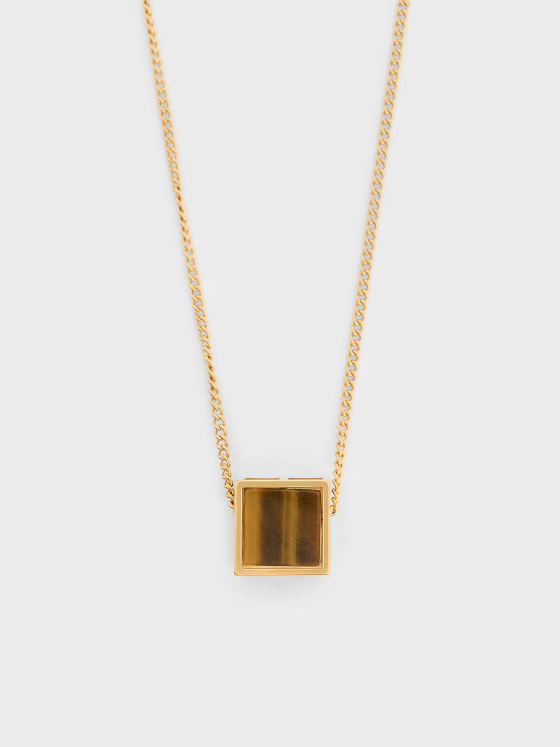 Cognac Briar Square Necklace CHARLES KEITH SG